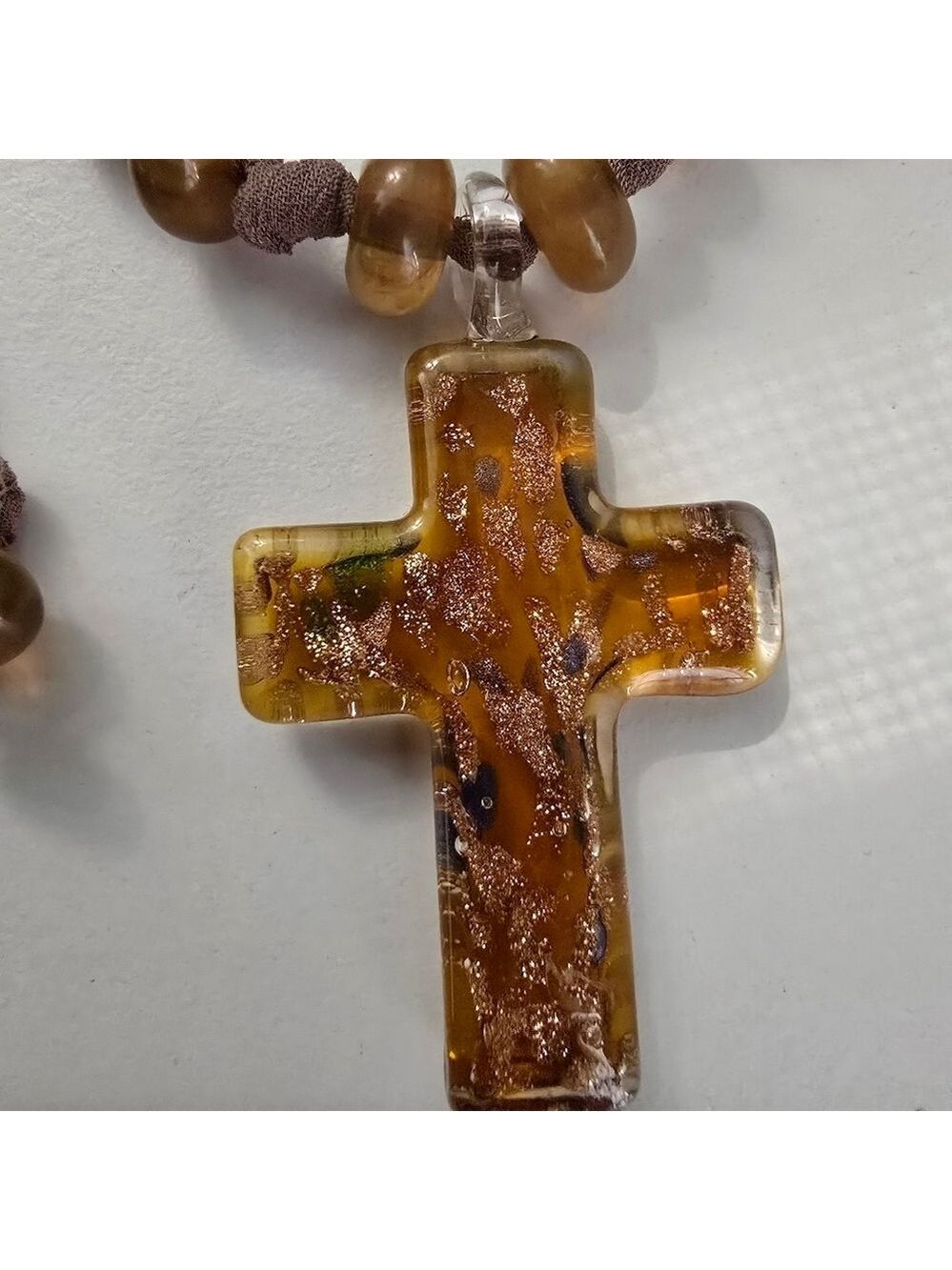 NEW Brown Cross Ivy Pendant Choker Necklace - Picture 5 of 9